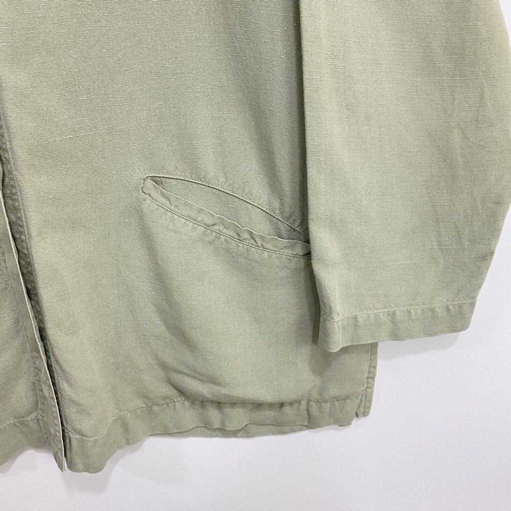 Chico's Design Jacket Womens 3 Green Tencel Linen Button Utility Shirt Top XL - Picture 5 of 12